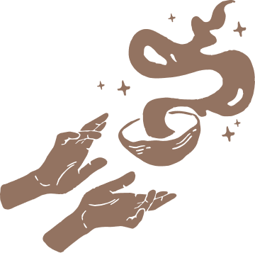 Ilustración de manos ceremoniales con cuenco